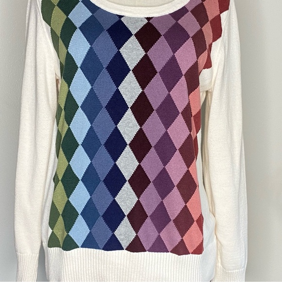 Y2k Rainbow argyle pattern sweater - Picture 3 of 6